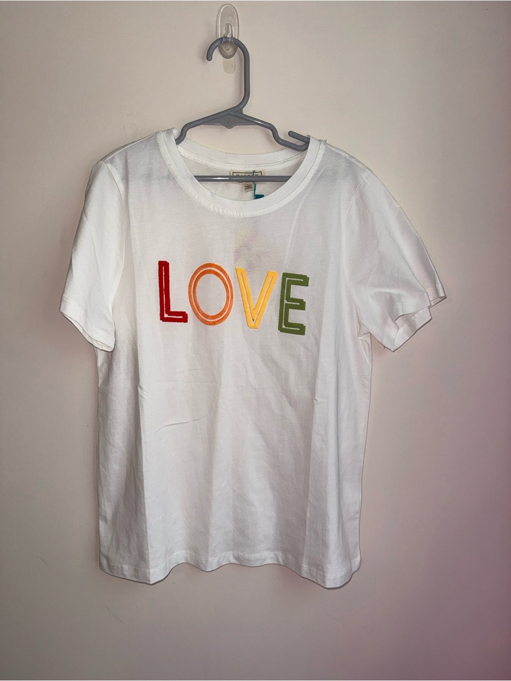 Hayden White Tee with Rainbow LOVE Applique